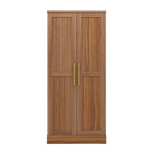 English Elm 70.8 Inch Walnut Finish Wine Cabinet with Pull Out Racks Glass Holder and Drawers N728S541180L