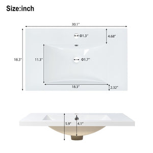 English Elm 60.2 Inch Double Sink Vanity Set Solid Wood Legs Soft Close Doors Matte Black N729P000011B