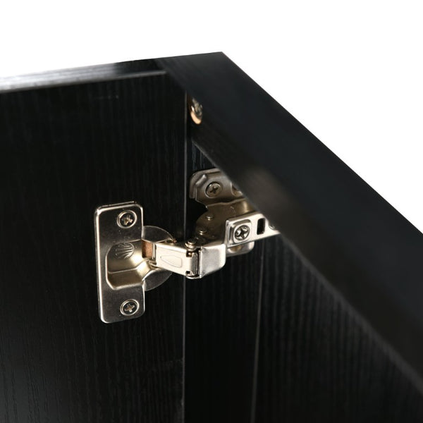 English Elm 60.2 Inch Double Sink Vanity Set Solid Wood Legs Soft Close Doors Matte Black N729P000011B