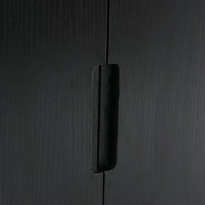 English Elm 60.2 Inch Double Sink Vanity Set Solid Wood Legs Soft Close Doors Matte Black N729P000011B