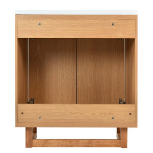 English Elm 48 Inch Wall Mounted Double Bathroom Vanity Set with Ceramic Sinks and Gold Hardware Burly Wood 60.2 inches Solid Wood+MDF N729P000011N