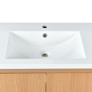 English Elm 48 Inch Wall Mounted Double Bathroom Vanity Set with Ceramic Sinks and Gold Hardware Burly Wood 60.2 inches Solid Wood+MDF N729P000011N