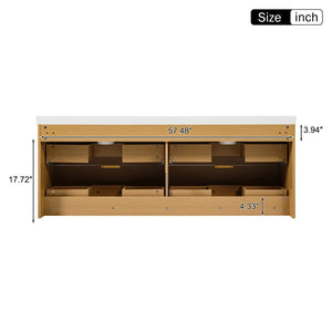 English Elm [video]59.3 Inch Floating Double Sink Vanity Fluted Mdf Cabinet Soft Close Drawers Modern Bath N729P000014O