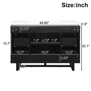 English Elm Video 47 Inch Freestanding Bathroom Vanity Six Drawer MDF Cabinet with SMC Resin Sink Top N729P000021B