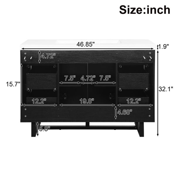 English Elm Video 47 Inch Freestanding Bathroom Vanity Six Drawer MDF Cabinet with SMC Resin Sink Top N729P000021B