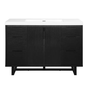 English Elm Video 47 Inch Freestanding Bathroom Vanity Six Drawer MDF Cabinet with SMC Resin Sink Top N729P000021B