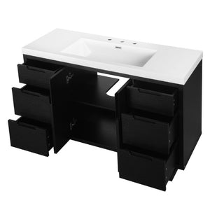 English Elm Video 47 Inch Freestanding Bathroom Vanity Six Drawer MDF Cabinet with SMC Resin Sink Top N729P000021B