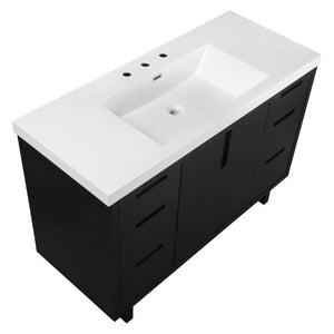 English Elm Video 47 Inch Freestanding Bathroom Vanity Six Drawer MDF Cabinet with SMC Resin Sink Top N729P000021B
