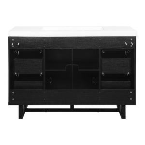 English Elm Video 47 Inch Freestanding Bathroom Vanity Six Drawer MDF Cabinet with SMC Resin Sink Top N729P000021B