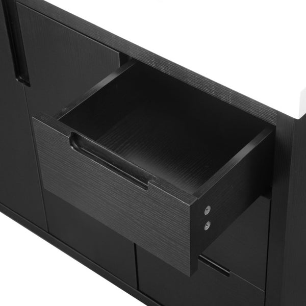 English Elm Video 47 Inch Freestanding Bathroom Vanity Six Drawer MDF Cabinet with SMC Resin Sink Top N729P000021B