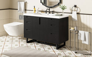 English Elm Video 47 Inch Freestanding Bathroom Vanity Six Drawer MDF Cabinet with SMC Resin Sink Top N729P000021B