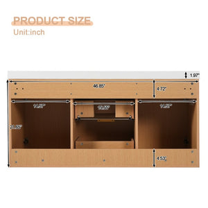 English Elm Video]47.24 Inch Floating Bathroom Vanity with SMC Sink and Wood Grain MDF Cabinet N729P000024N-1