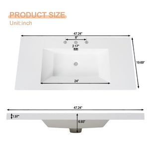 English Elm Video]47.24 Inch Floating Bathroom Vanity with SMC Sink and Wood Grain MDF Cabinet N729P000024N-1