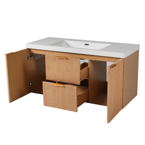 English Elm Video]47.24 Inch Floating Bathroom Vanity with SMC Sink and Wood Grain MDF Cabinet N729P000024N-1