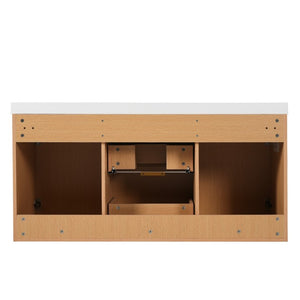 English Elm Video]47.24 Inch Floating Bathroom Vanity with SMC Sink and Wood Grain MDF Cabinet N729P000024N-1