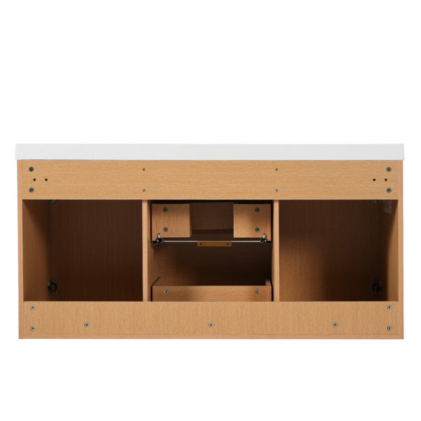 English Elm Video]47.24 Inch Floating Bathroom Vanity with SMC Sink and Wood Grain MDF Cabinet N729P000024N-1
