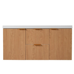 English Elm Video]47.24 Inch Floating Bathroom Vanity with SMC Sink and Wood Grain MDF Cabinet N729P000024N-1