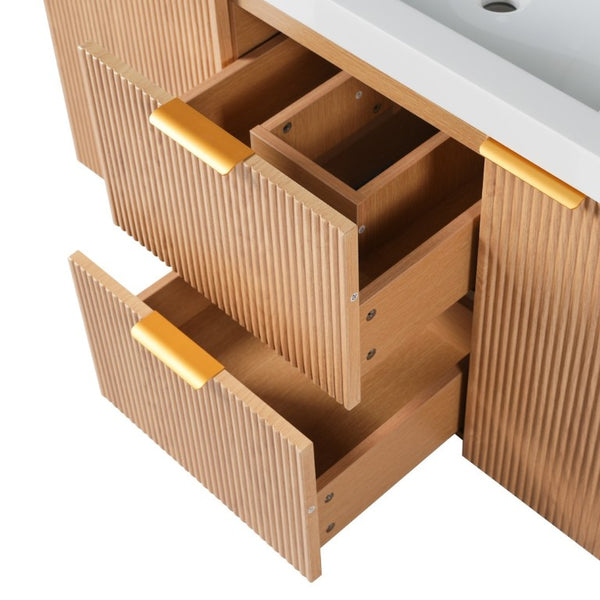 English Elm Video]47.24 Inch Floating Bathroom Vanity with SMC Sink and Wood Grain MDF Cabinet N729P000024N-1