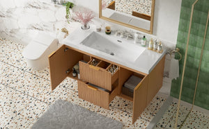 English Elm Video]47.24 Inch Floating Bathroom Vanity with SMC Sink and Wood Grain MDF Cabinet N729P000024N-1