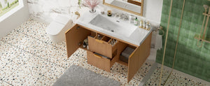 English Elm Video]47.24 Inch Floating Bathroom Vanity with SMC Sink and Wood Grain MDF Cabinet N729P000024N-1