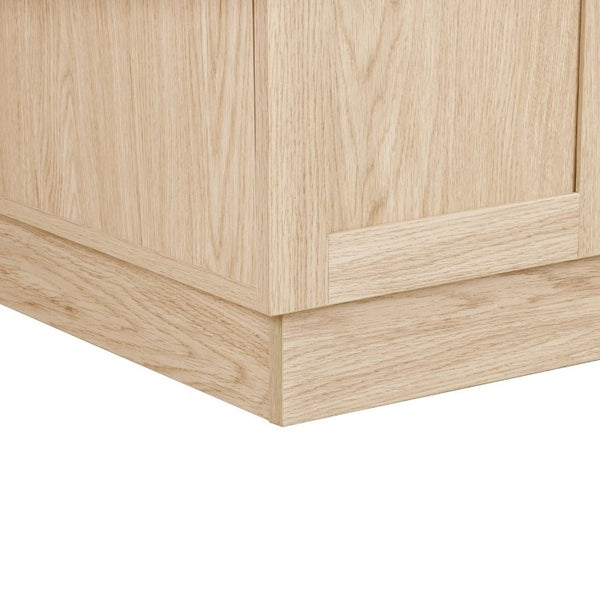 English Elm Viedo]59 Inch Freestanding Double Sink Vanity Wood Grain MDF with Soft Close Storage N729P000035N