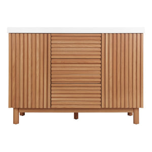 English Elm Video]47.2-Inch Bathroom Vanity SMC Resin Sink Rubberwood Legs Soft-Close Modern N729P000036N