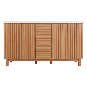 English Elm Viedo]59-Inch Freestanding Double Sink Vanity with Rubberwood Legs and Soft Close Doors Let Me Count: = 13, Then Space, = 12, = 6, = 4, = 6, = 4, = 10, = 4, and = 3, Wood 59 inches N729P000037N