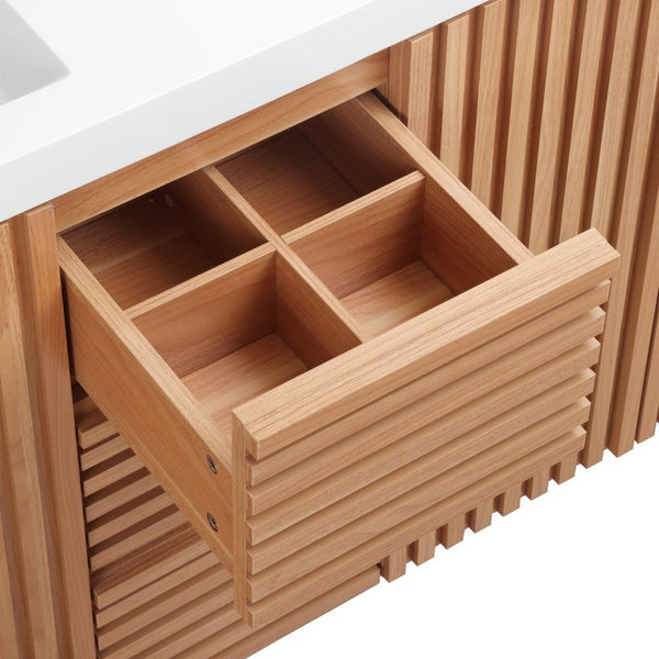 English Elm Viedo]59-Inch Freestanding Double Sink Vanity with Rubberwood Legs and Soft Close Doors Let Me Count: = 13, Then Space, = 12, = 6, = 4, = 6, = 4, = 10, = 4, and = 3, Wood 59 inches N729P000037N