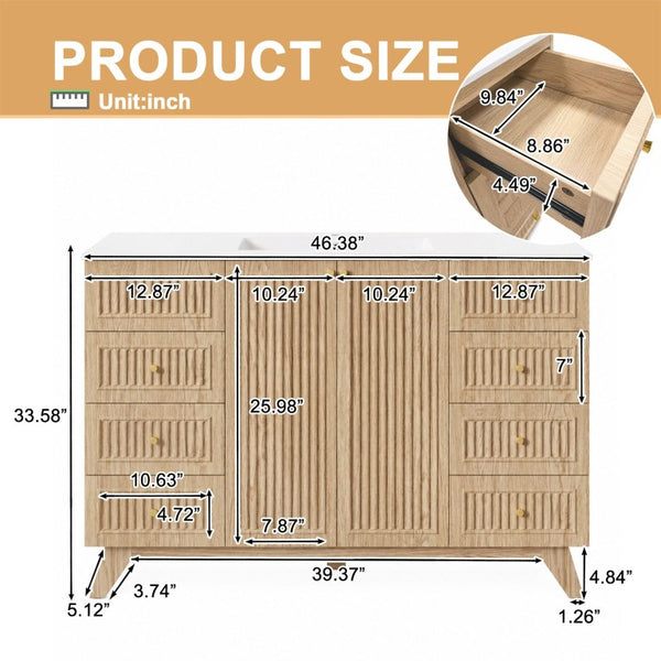 English Elm Viedo]59-Inch Freestanding Double Sink Vanity with Rubberwood Legs and Soft Close Doors Let Me Count: = 13, Then Space, = 12, = 6, = 4, = 6, = 4, = 10, = 4, and = 3, Natural 47.56 inches N729P000038N