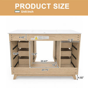 English Elm Viedo]59-Inch Freestanding Double Sink Vanity with Rubberwood Legs and Soft Close Doors Let Me Count: = 13, Then Space, = 12, = 6, = 4, = 6, = 4, = 10, = 4, and = 3, Natural 47.56 inches N729P000038N