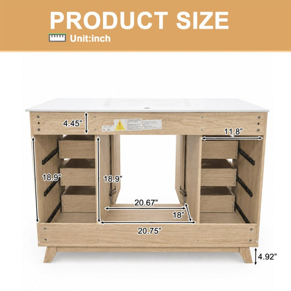 English Elm Viedo]59-Inch Freestanding Double Sink Vanity with Rubberwood Legs and Soft Close Doors Let Me Count: = 13, Then Space, = 12, = 6, = 4, = 6, = 4, = 10, = 4, and = 3, Natural 47.56 inches N729P000038N