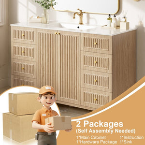 English Elm Viedo]59-Inch Freestanding Double Sink Vanity with Rubberwood Legs and Soft Close Doors Let Me Count: = 13, Then Space, = 12, = 6, = 4, = 6, = 4, = 10, = 4, and = 3, Natural 47.56 inches N729P000038N
