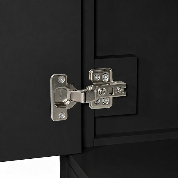 English Elm 36 Inch Matte Black Bathroom Vanity with Ceramic Sink 5 Drawers Soft Close Cabinet N729P000040B