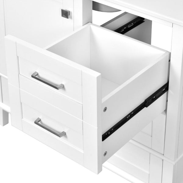 English Elm 36 Inch Freestanding Bathroom Vanity Solid Wood Frame Ceramic Sink Soft Close Storage White N729P000041K