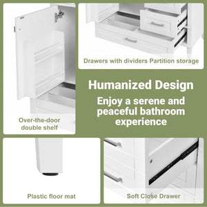 English Elm 36 Inch Freestanding Bathroom Vanity Solid Wood Frame Ceramic Sink Soft Close Storage White N729P000041K