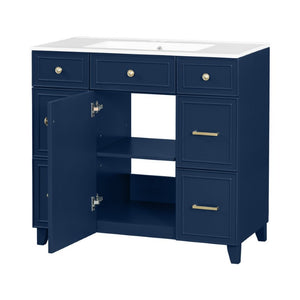 English Elm Viedo]59-Inch Freestanding Double Sink Vanity with Rubberwood Legs and Soft Close Doors Let Me Count: = 13, Then Space, = 12, = 6, = 4, = 6, = 4, = 10, = 4, and = 3, Blue 36 inches N729P000043C