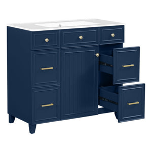 English Elm Viedo]59-Inch Freestanding Double Sink Vanity with Rubberwood Legs and Soft Close Doors Let Me Count: = 13, Then Space, = 12, = 6, = 4, = 6, = 4, = 10, = 4, and = 3, Blue 36 inches N729P000043C