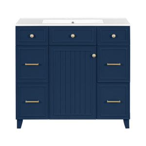 English Elm Viedo]59-Inch Freestanding Double Sink Vanity with Rubberwood Legs and Soft Close Doors Let Me Count: = 13, Then Space, = 12, = 6, = 4, = 6, = 4, = 10, = 4, and = 3, Blue 36 inches N729P000043C