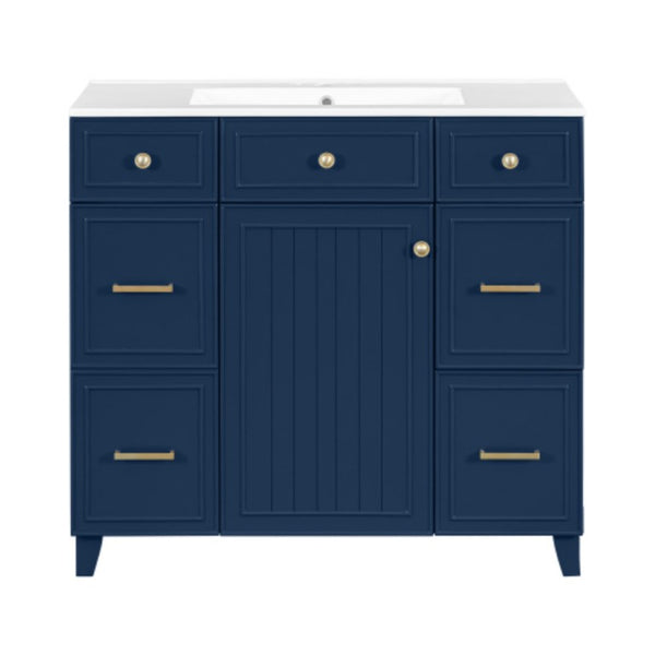 English Elm Viedo]59-Inch Freestanding Double Sink Vanity with Rubberwood Legs and Soft Close Doors Let Me Count: = 13, Then Space, = 12, = 6, = 4, = 6, = 4, = 10, = 4, and = 3, Blue 36 inches N729P000043C