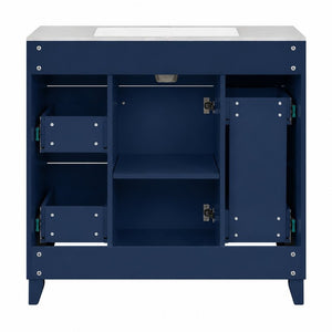 English Elm Viedo]59-Inch Freestanding Double Sink Vanity with Rubberwood Legs and Soft Close Doors Let Me Count: = 13, Then Space, = 12, = 6, = 4, = 6, = 4, = 10, = 4, and = 3, Blue 36 inches N729P000043C