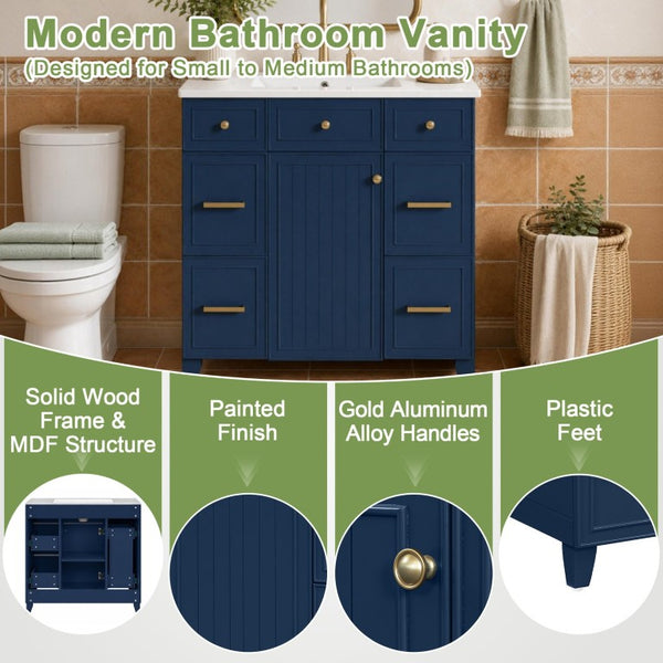 English Elm Viedo]59-Inch Freestanding Double Sink Vanity with Rubberwood Legs and Soft Close Doors Let Me Count: = 13, Then Space, = 12, = 6, = 4, = 6, = 4, = 10, = 4, and = 3, Blue 36 inches N729P000043C
