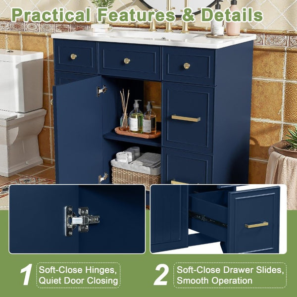 English Elm Viedo]59-Inch Freestanding Double Sink Vanity with Rubberwood Legs and Soft Close Doors Let Me Count: = 13, Then Space, = 12, = 6, = 4, = 6, = 4, = 10, = 4, and = 3, Blue 36 inches N729P000043C