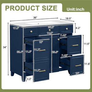 English Elm Viedo]59-Inch Freestanding Double Sink Vanity with Rubberwood Legs and Soft Close Doors Let Me Count: = 13, Then Space, = 12, = 6, = 4, = 6, = 4, = 10, = 4, and = 3, Blue 36 inches N729P000043C