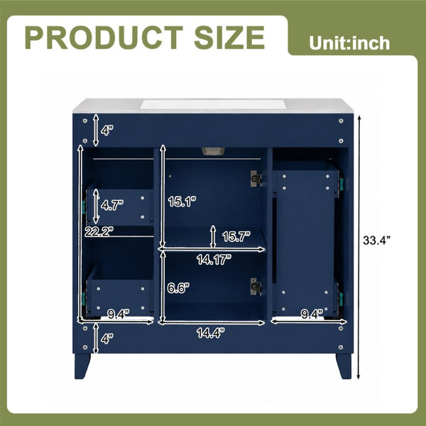 English Elm Viedo]59-Inch Freestanding Double Sink Vanity with Rubberwood Legs and Soft Close Doors Let Me Count: = 13, Then Space, = 12, = 6, = 4, = 6, = 4, = 10, = 4, and = 3, Blue 36 inches N729P000043C