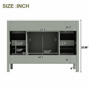 English Elm 47.83-Inch Sage Green Fluted Bathroom Vanity with SMC Sink and Soft-Close Storage N729P000052F