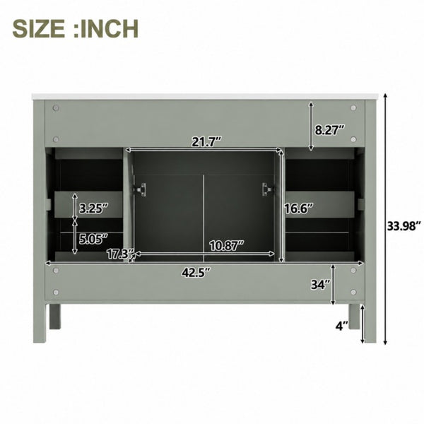 English Elm 47.83-Inch Sage Green Fluted Bathroom Vanity with SMC Sink and Soft-Close Storage N729P000052F