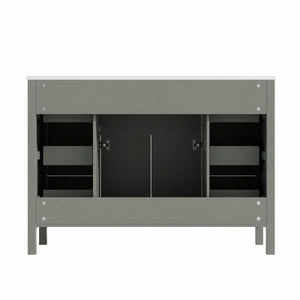 English Elm 47.83-Inch Sage Green Fluted Bathroom Vanity with SMC Sink and Soft-Close Storage N729P000052F
