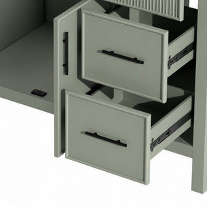 English Elm 47.83-Inch Sage Green Fluted Bathroom Vanity with SMC Sink and Soft-Close Storage N729P000052F