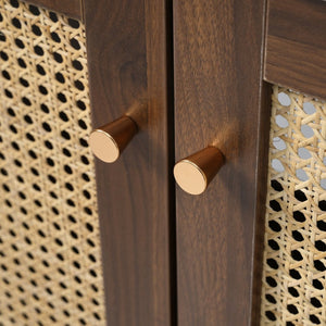English Elm [video]30-inch Bathroom Vanity Bamboo Woven Doors Walnut Mdf Soft Close Gold Hardware N729P285517W