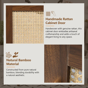 English Elm [video]30-inch Bathroom Vanity Bamboo Woven Doors Walnut Mdf Soft Close Gold Hardware N729P285517W